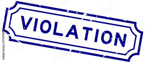 Grunge blue violation word rubber seal stamp on white background