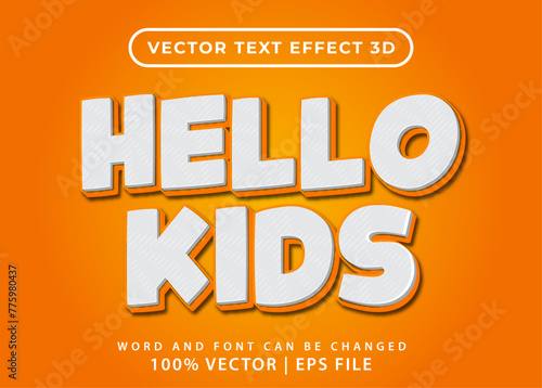 Editable 3D text effect - Hello Kids 3D text effect templeate