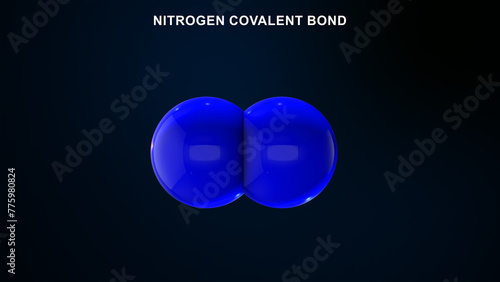 N2 covalent bond isolated in black background 3d illustration