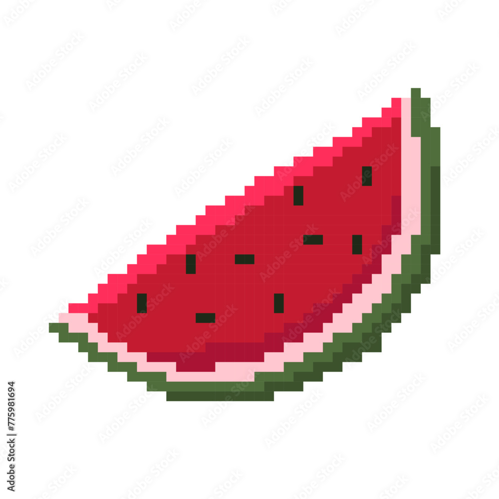 Obraz premium Pixel art fruit watermelon isolated on white background.