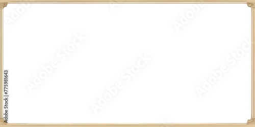 Rectangle vintage gold frame for web presentation, horizontal border in oriental style, PNG with transparent background.