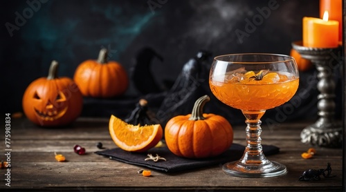 Halloween Cocktail. Creative presentation at the holiday.