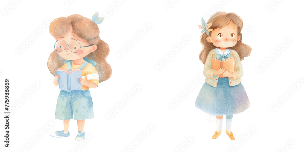 teacher girl watercolour vector illustration teacher girl watercolour vector illustration