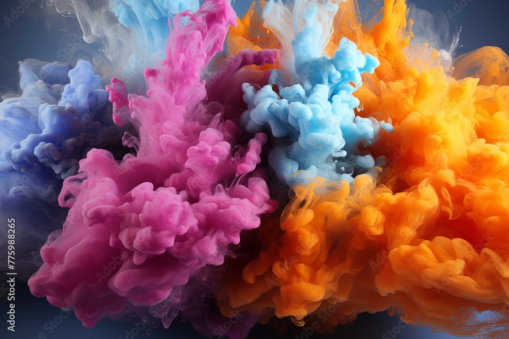Obraz premium Abstract Colorful Burst Smoke Image Generated By AI
