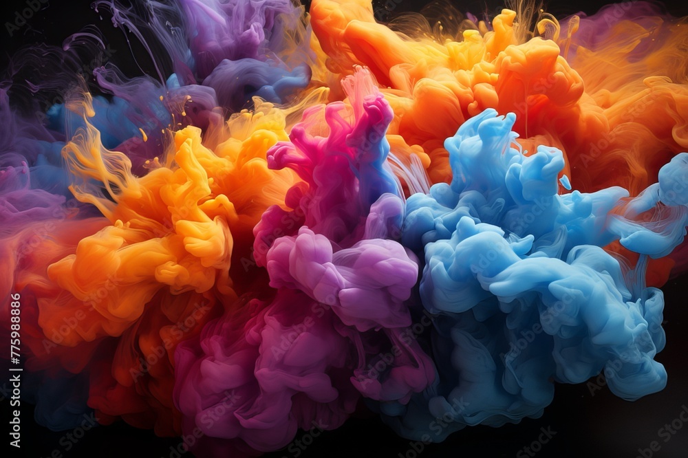 Abstract Colorful Burst Smoke Image Generated By AI