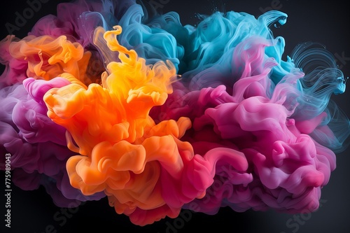 Abstract Colorful Burst Smoke Image Generated By AI