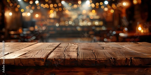 Wooden Table Set for a Night of Jazz and Mochas at the Cozy Caf photo