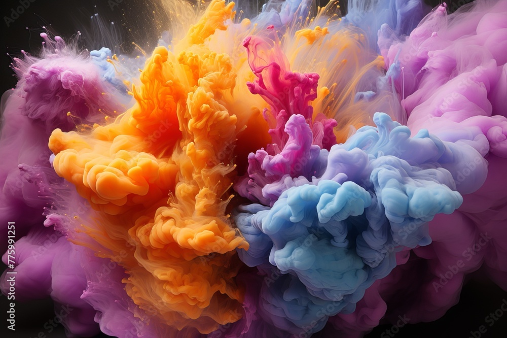 Obraz premium Abstract Colorful Burst Smoke Image Generated By AI