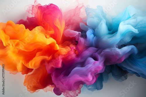 Abstract Colorful Burst Smoke Image Generated By AI