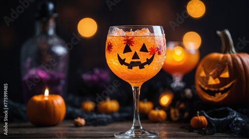 Halloween Cocktail. Creative presentation at the holiday.