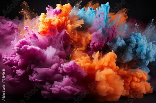 Abstract Colorful Burst Smoke Image Generated By AI