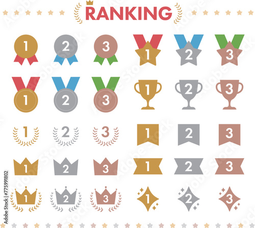 シンプルなランキングアイコンのセット