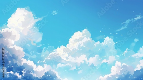A beautiful depiction of a blue sky scattered with white clouds