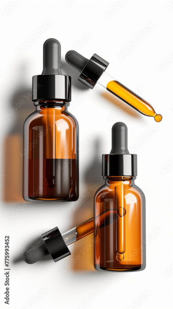 Mockup featuring eye dropper bottle, two bottle, various style, front angle, top angle, on white background, glass, black, Mockup featuring eye dropper bottle, two bottle, various style, front angle, top angle, on white background, glass, black,