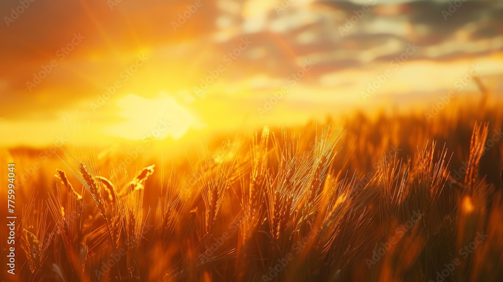 A serene sunset or sunrise scene over a summer field