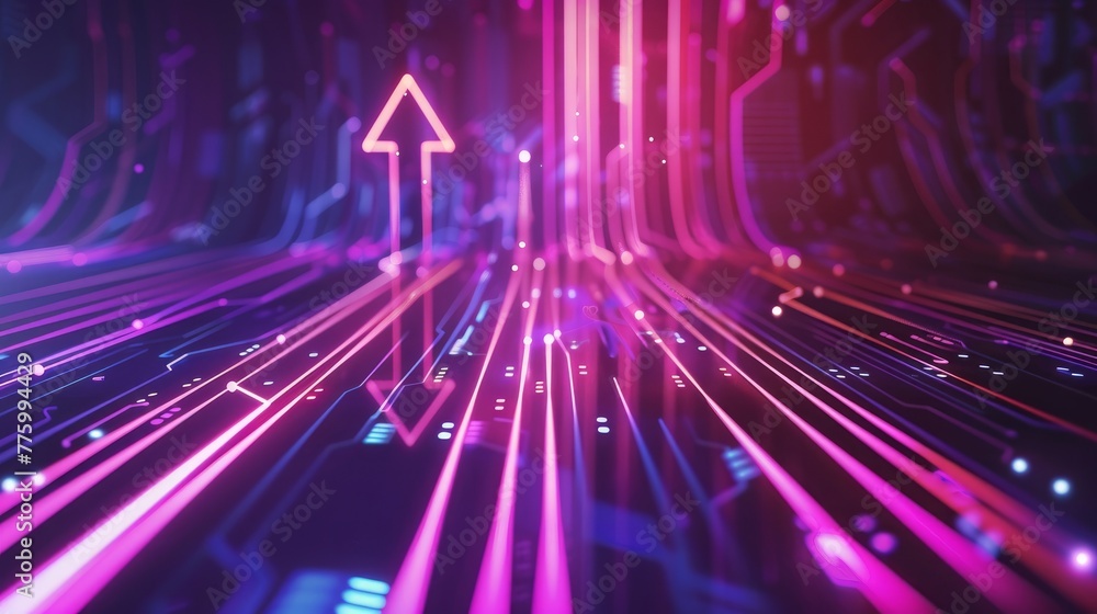 An abstract digital background showcasing an upward arrow An abstract digital background showcasing an upward arrow