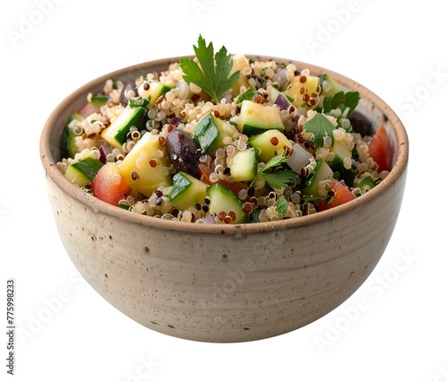 Warm quinoa salad on transparent background