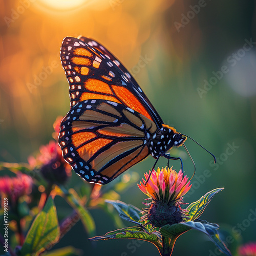 Monarch Butterfly Landing on a Flower