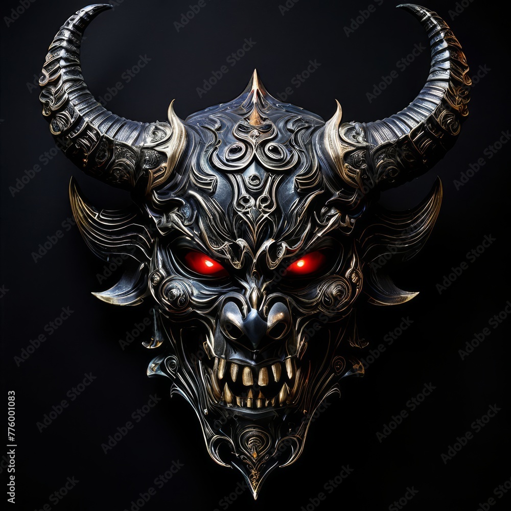 Fototapeta premium evil demon head on a dark background