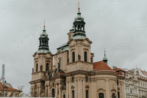 Historic buildings on a cloudy day in Prague, Czech Republic