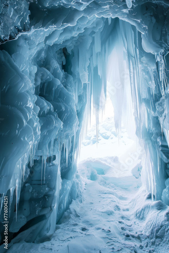 A beautiful ice cave for background © grey