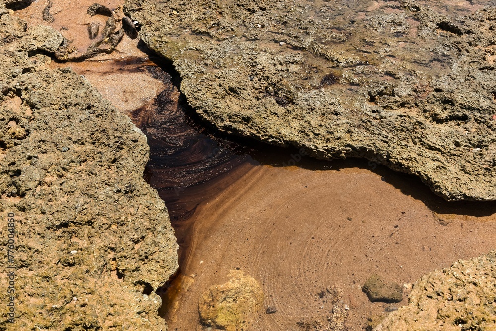 Pedra do Sal Beach polluted with oil in Salvador, Brazil Pedra do Sal Beach polluted with oil in Salvador, Brazil