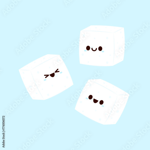 Sugar bar for Cafe concept vector illustration. Sugar cube stack. Sugar cube cartoon vector.