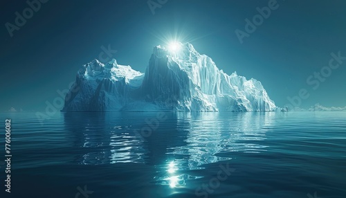 A large ice block floating in the ocean by AI generated image