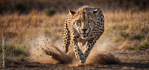  Sprinting Cheetah - Essence of Speed - Dusty Savanna Chase - Predator's Agility - Generative AI 