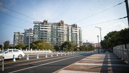 Photography Local apartment buildings next to a highway in Zhang Jiang, Shanghai, China