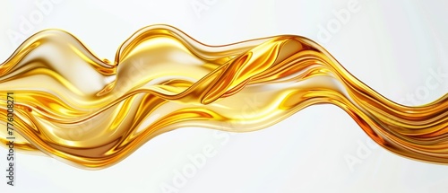 Cascading streams of molten golden oil form a sculptural, organic shape that mesmerizes the viewer with its fluidity and light.