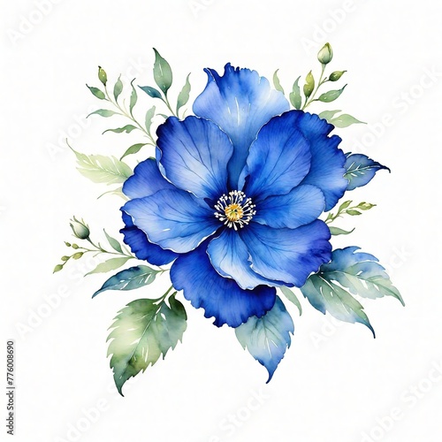 watercolor Spring flower collection. Spring Floral Bouquet flower Watercolor Blue Flower Blooming 