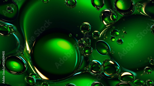 macro view of drops with green reflection, gasoil color, repetitive tile background