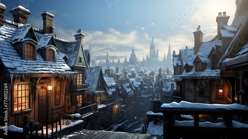 Winter panorama of old town of Tallinn, Estonia, Europe