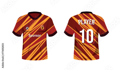 Soccer jersey sport t-shirt design. Front and back view soccer uniform. Sport shirt mock up. Vector stock	
