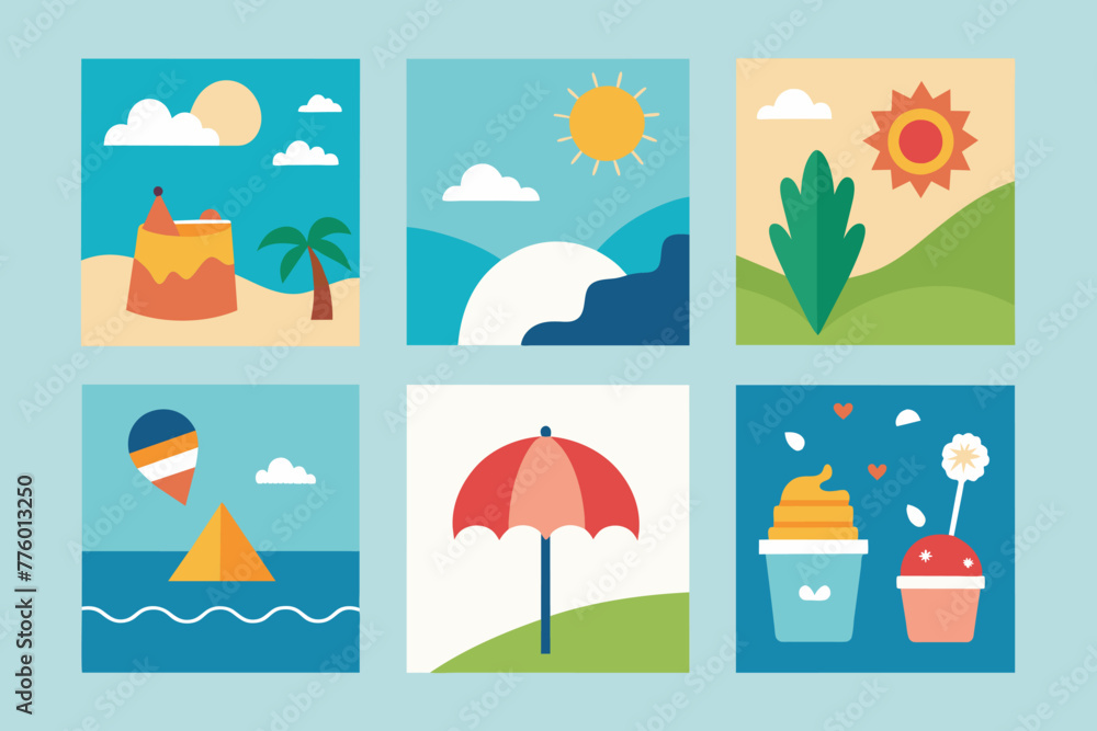 Summer Greeting Card Collection vector
