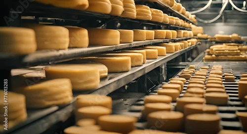 Interior of a cheese factory. photo