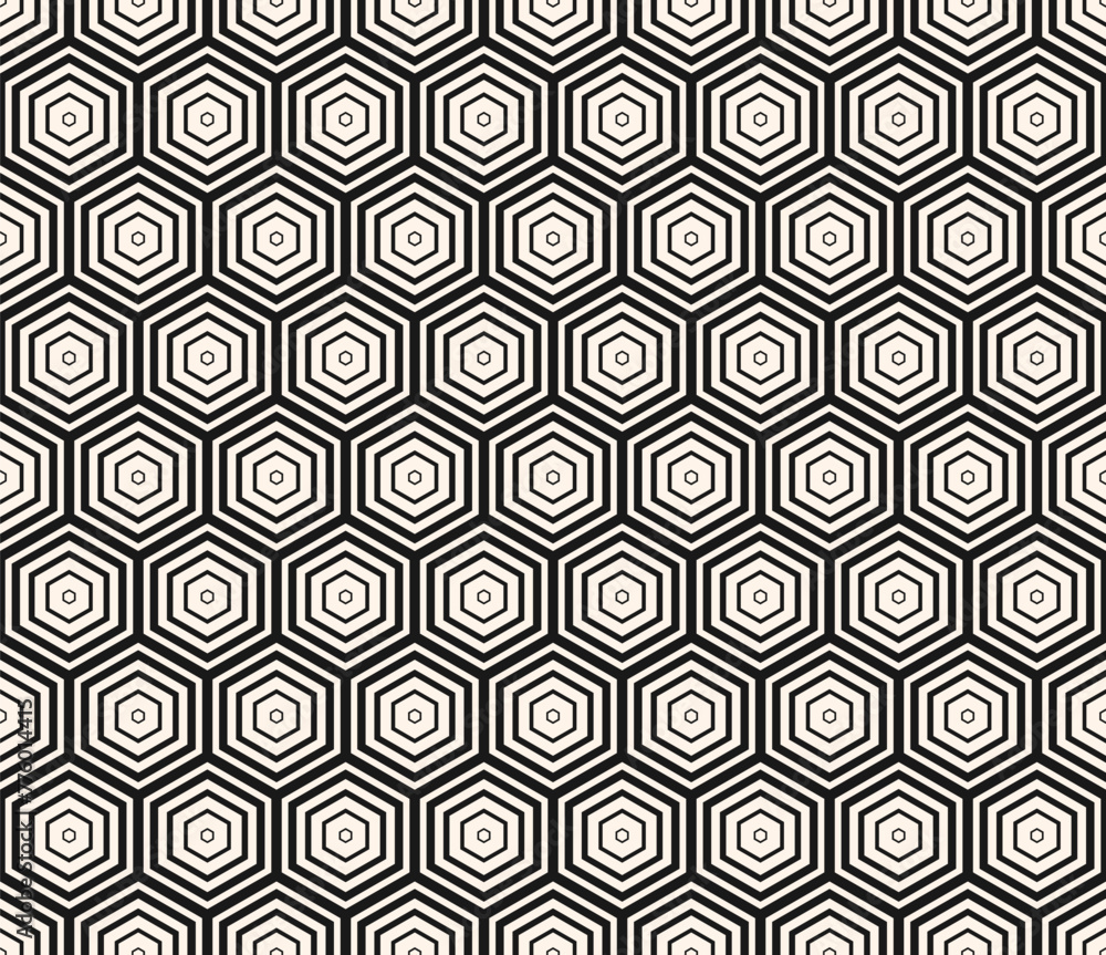 Vector monochrome seamless pattern with small hexagons, halftone lines, gradient transition effect. Black and white abstract geometric background with hexagonal grid, lattice texture. Repeated design Vector monochrome seamless pattern with small hexagons, halftone lines, gradient transition effect. Black and white abstract geometric background with hexagonal grid, lattice texture. Repeated design