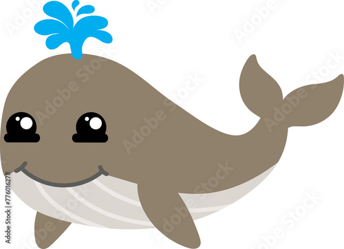 cute whale cartoon  sea animal