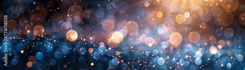 Stunning and elegant bokeh effect display, featuring a multitude of shimmering, radiant circles on a deep, vibrant navy backdrop at a celebratory event photo