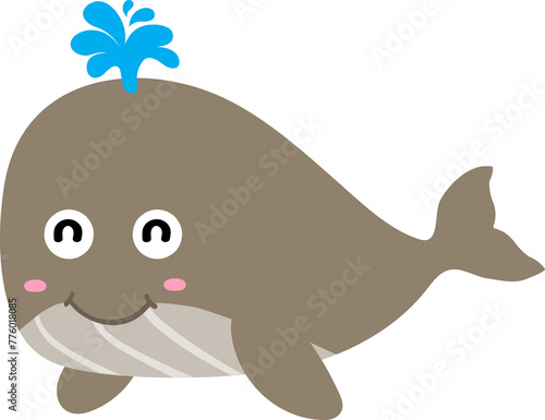 cute whale cartoon  sea animal