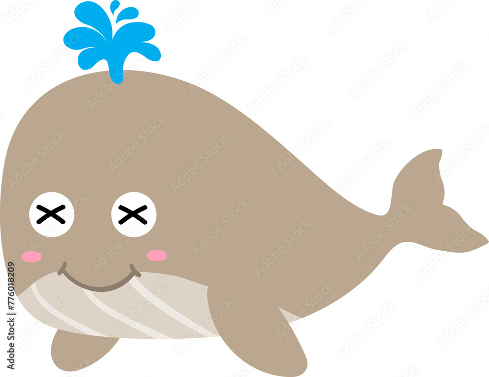 cute whale cartoon, sea animal