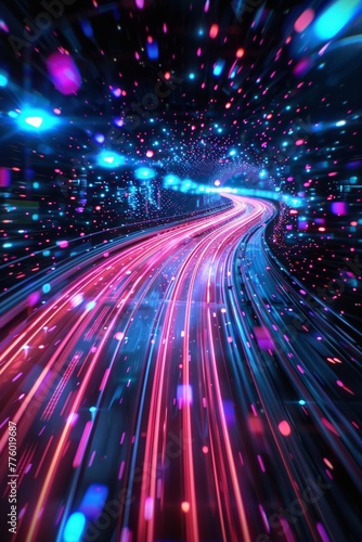 The rapid advancement of technology enables lightning-fast transmission of data across the globe, offering ultra high-speed broadband connections and fueling a digital revolution in cyber technology. © tonstock