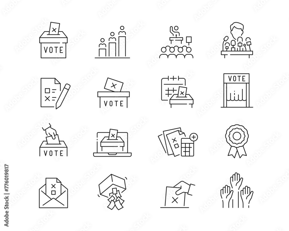 Politics and Voting Icon collection containing 16 editable stroke icons. Perfect for logos, stats and infographics. Edit the thickness of the line in Adobe Illustrator (or any vector capable app). Politics and Voting Icon collection containing 16 editable stroke icons. Perfect for logos, stats and infographics. Edit the thickness of the line in Adobe Illustrator (or any vector capable app).