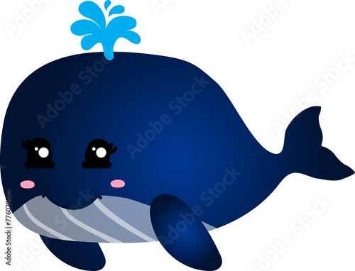 cute whale cartoon  sea animal