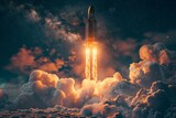 The cryptocurrency market is showing strong positive momentum with Bitcoin (BTC) surging towards the moon in a 3D illustration of a rocket lift-off.