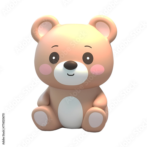 teddy bear cartoon 3d icon isolated on white