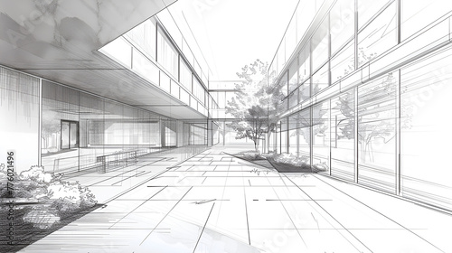 Architectural blueprint sketch, generative Ai