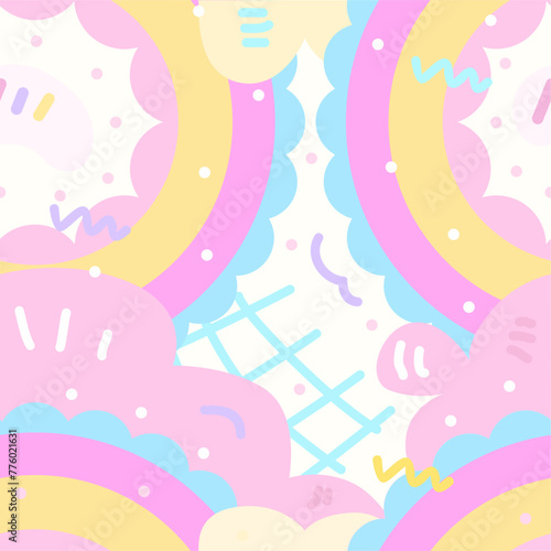 adorable donut and cloud pastel seamless background
