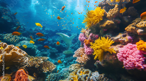 coral reef and fish in underwater - generated by AI © sbjshah